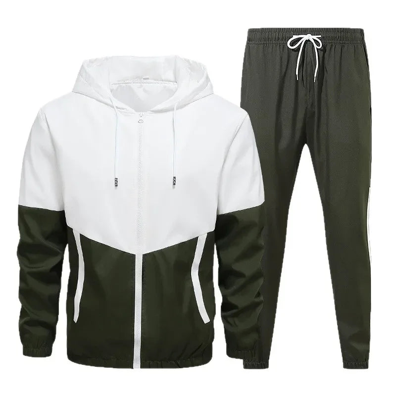 Conjunto informal de dos piezas para hombre, chaqueta deportiva de primavera