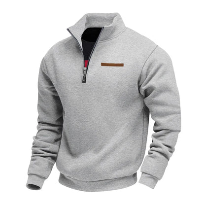 Suéter de manga larga de lana pesada para hombre, jersey holgado con media cremallera y cuello levantado, otoño e invierno