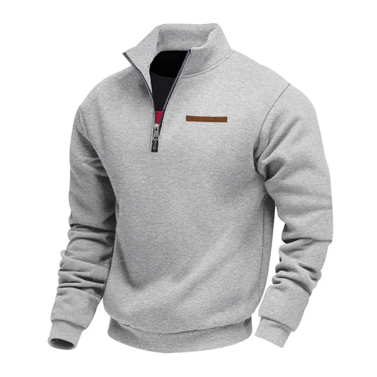 Suéter de manga larga de lana pesada para hombre, jersey holgado con media cremallera y cuello levantado, otoño e invierno