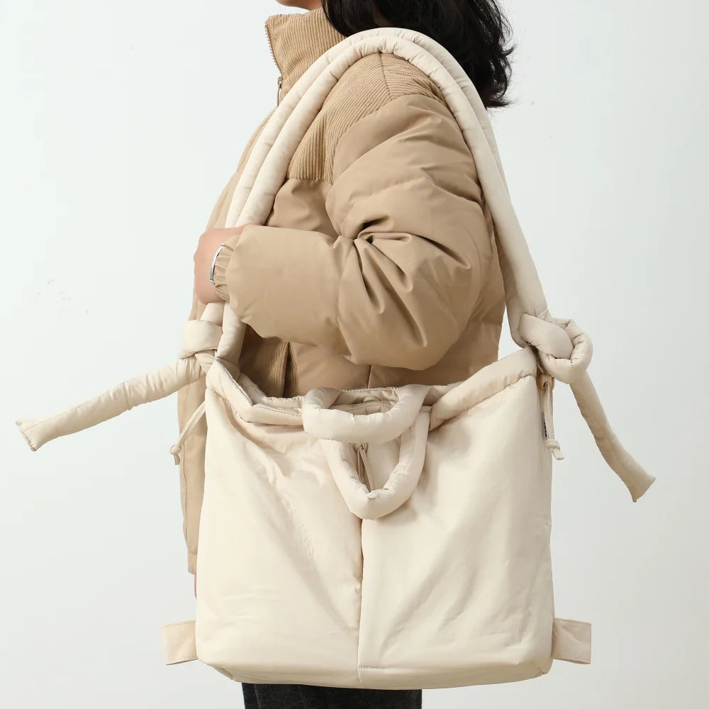Mochila acolchada para mujer, bolso de mano con asa superior, bolso de hombro