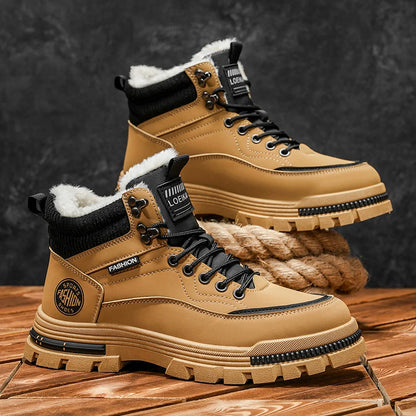 Botas de nieve nuevas de invierno para hombres, zapatos de algodón cálidos de caña alta de lana de invierno