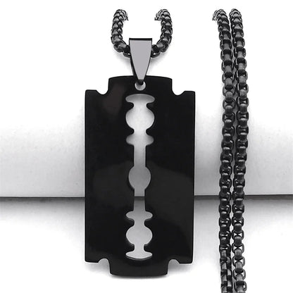 Collier pendentif rasoir gothique pour homme, chaîne gothique en acier inoxydable noir pour homme, bijoux grunge y2k, collier pour homme N423S01 