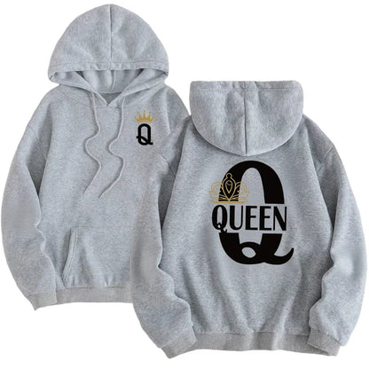 sudaderas con capucha para hombre y mujer, sudaderas con estampado de King Queen, ropa informal versátil para parejas, jersey diario para Otoño e Invierno