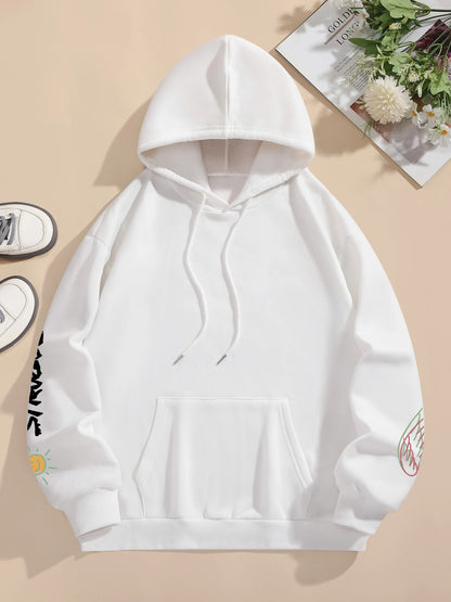 Sudaderas de calle para mujer, sudaderas con estampado, Jersey con cuello redondo, Tops cálidos de lana para mujer
