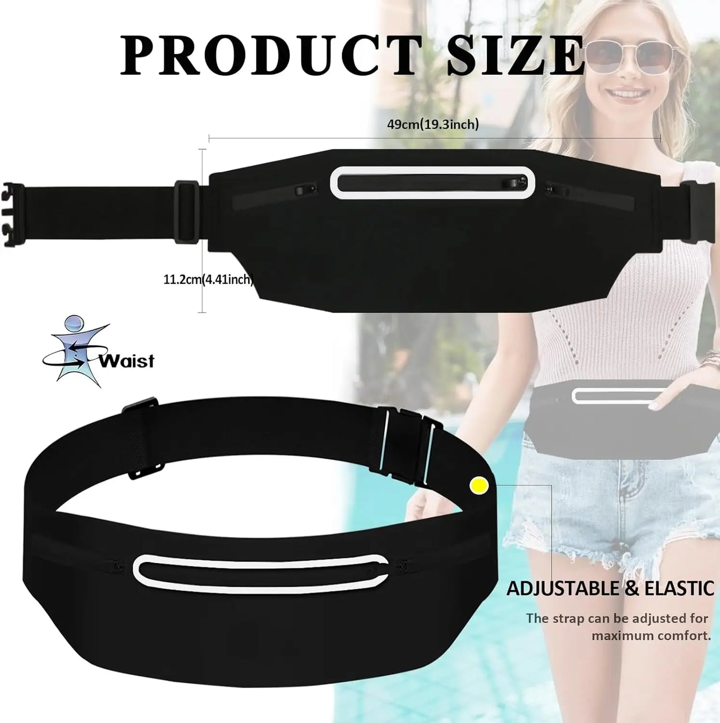 Riñonera impermeable para correr, cinturón ajustable para hombres y mujeres, bolsas ajustadas para correr, portátil, para correr, gimnasio, deportes, bolsa para teléfono móvil