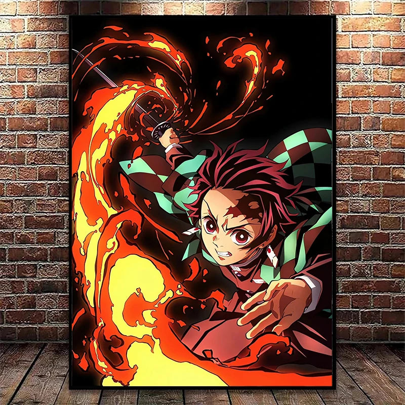 impresiones de decoración del hogar de Nezuko y Tanjiro, pintura en lienzo para sala de estar y dormitorio, regalos Murales