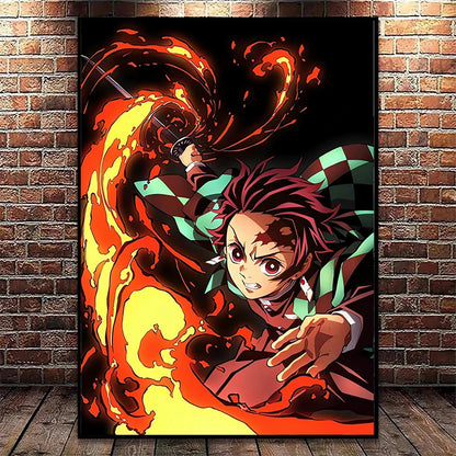 impresiones de decoración del hogar de Nezuko y Tanjiro, pintura en lienzo para sala de estar y dormitorio, regalos Murales