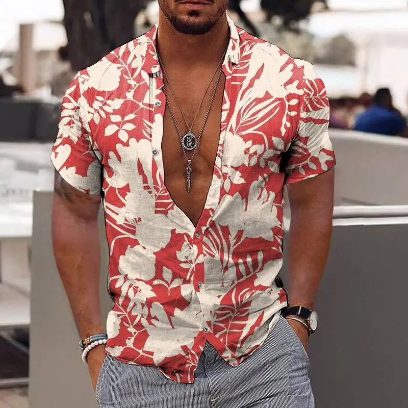 Chemises cocotiers pour hommes, chemises imprimées en 3D pour hommes, chemises de plage à manches courtes, chemisier tendance pour hommes, chemise 
