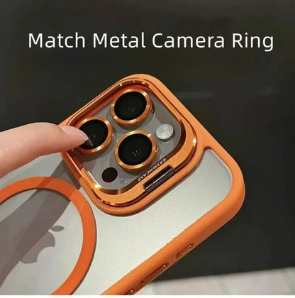 Funda magnética de lujo a prueba de golpes para iPhone 15, 14, 13, 12, 11, 16 Pro Max, 16 Plus, 16E, con soporte y protección de lente de cristal