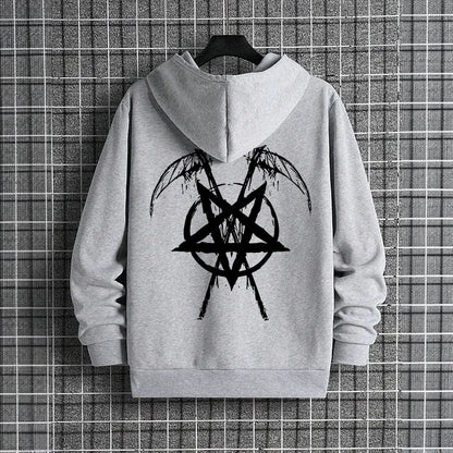 sudaderas con capucha de moda para hombre con estampado de pentagrama de Satán Otoño Invierno ropa deportiva Casual moda urbana sudaderas con capucha para hombre Top prendas de vestir
