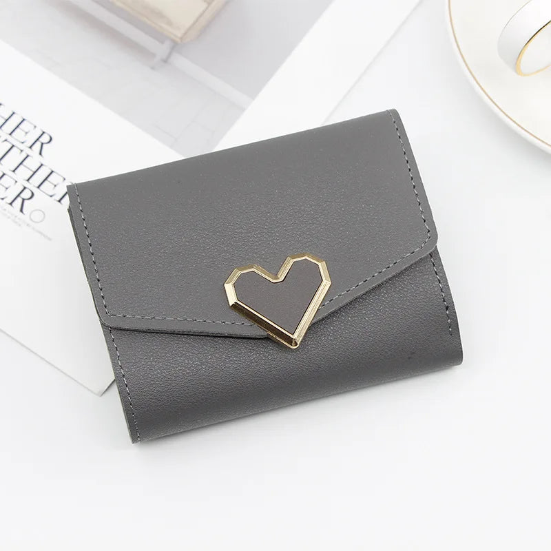 cartera larga con hebilla en forma de V para mujer, cartera triple para mujer