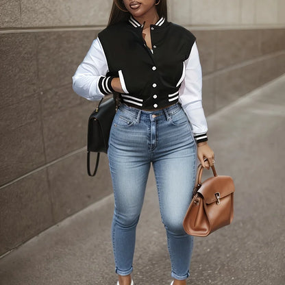 Veste de baseball à simple boutonnage pour femme de style européen et américain de printemps et d'automne