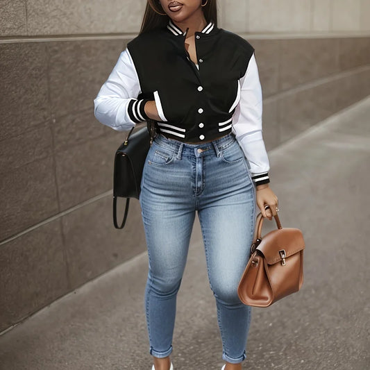 Veste de baseball à simple boutonnage pour femme de style européen et américain de printemps et d'automne