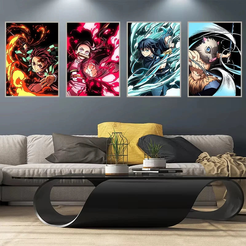 impresiones de decoración del hogar de Nezuko y Tanjiro, pintura en lienzo para sala de estar y dormitorio, regalos Murales