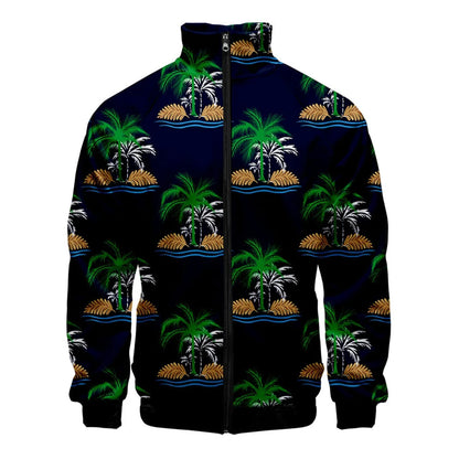 Nueva chaqueta con cremallera y estampado de alta calidad para hombre, informal, de manga larga, holgada, lavada, con gráficos