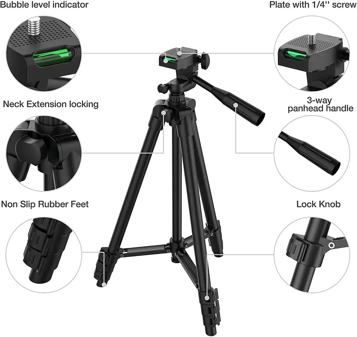 Trípode para cámara de teléfono con control remoto Bluetooth, ligero y universal para fotografía, compatible con Xiaomi, Huawei y DSLR.