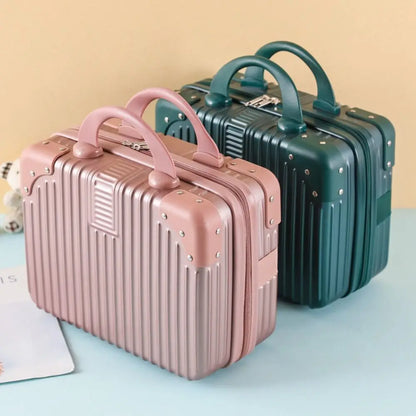 14 inch mini travel suitcase cosmetic box carry on luggage organizer makeup case small password box boarding case