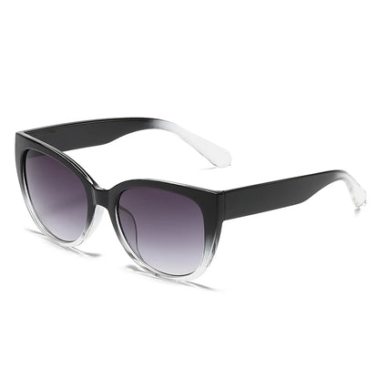 Gafas de sol estilo ojo de gato estilo retro para mujer, lentes de sol de marca con degradado, diseño sencillo de pierna ancha, unisex, con protección UV400