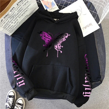 Sudadera con capucha  estampado de mariposas para mujer, abrigo informal para todas las estaciones, jersey de moda para uso diario, sudaderas con capucha cómodas para el hogar y al aire libre