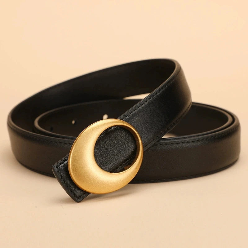 Cinturón de mujer de moda; cinturón de piel de vacuno para mujer