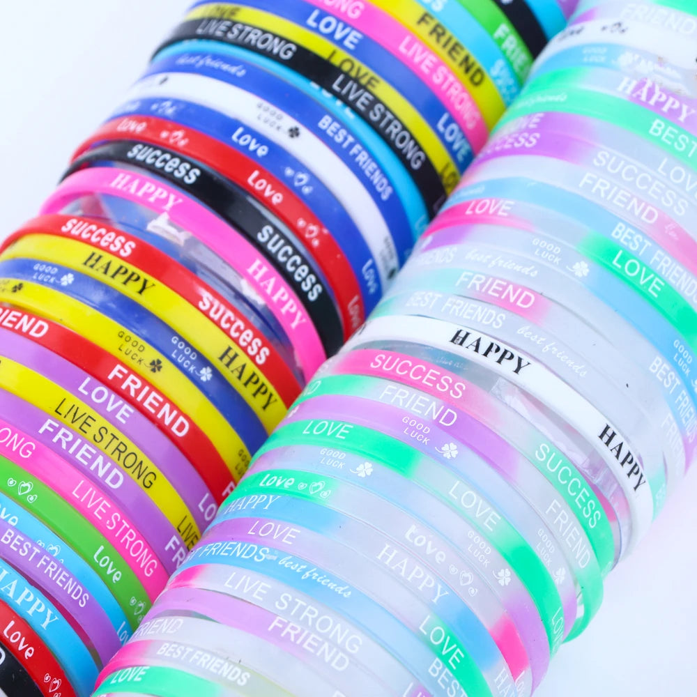 Bracelets en silicone lumineux multicolores de sport à la mode pour hommes et femmes, bracelets en caoutchouc de style mixte, bijoux cadeau