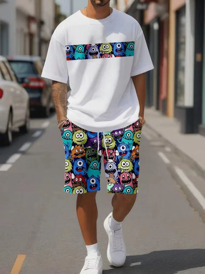 Traje informal de verano con estampado de dibujos animados para hombre