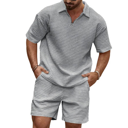 Conjunto de ropa deportiva a rayas para hombre, camiseta y pantalones cortos de manga corta