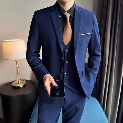 traje de boda informal de estilo británico de negocios de caballero a la moda para presentador de banquete de color sólido