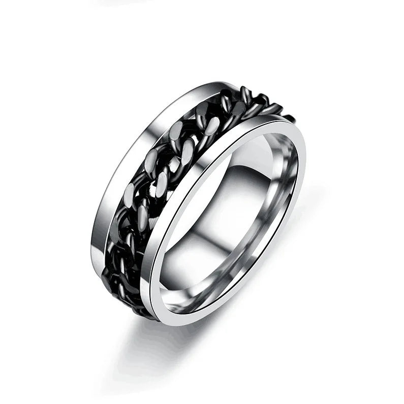 Titanium Steel Spinner Chain Rings for Men Women Anti Stress Anxiety Ring Couple Jewelry 8mm Corkscrew Shape Rings Multifunctional Gift 
