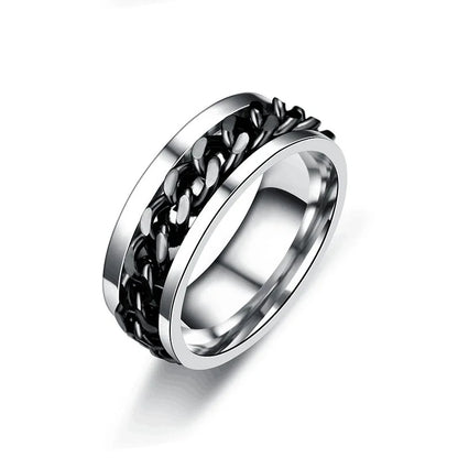 Titanium Steel Spinner Chain Rings for Men Women Anti Stress Anxiety Ring Couple Jewelry 8mm Corkscrew Shape Rings Multifunctional Gift 