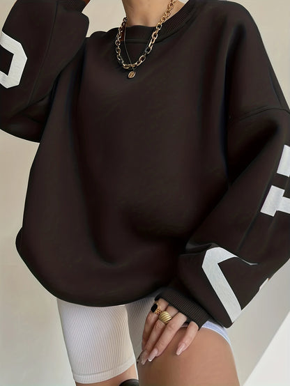 Sweat-shirt à capuche à manches longues imprimé décontracté pour femmes en Europe et aux États-Unis