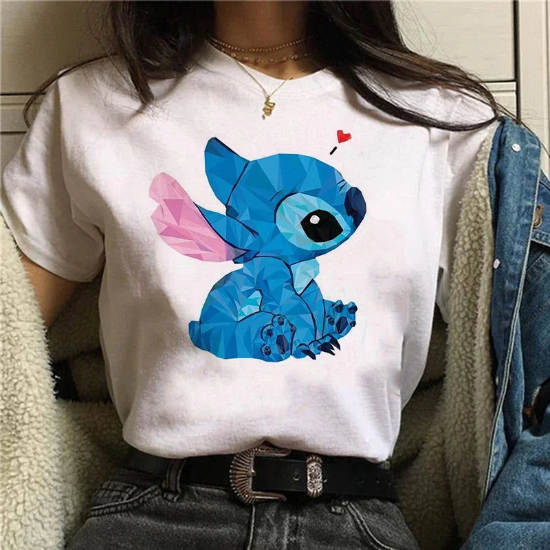Camiseta divertida de dibujos animados de Stitch de Disney de los años 90 para mujer, camiseta de Lilo y Stitch, camiseta gráfica, ropa de calle, camisetas, ropa femenina