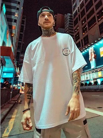 Summer casual loose short-sleeved T-shirt men's fashion loose large print half-sleeved cotton T-shirt 