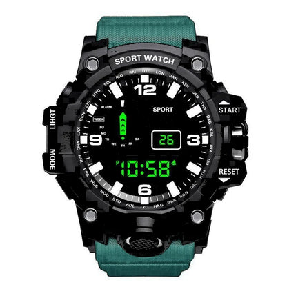 Reloj de pulsera electrónico deportivo de moda para hombre, esfera grande, multifuncional, resistente al agua, luminoso, alarma.