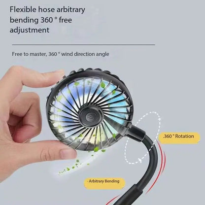 Ventilador portátil USB de mano para colgar en el cuello, recargable, miniventilador deportivo de 3 velocidades, ajustable, para el hogar, la oficina, viajes al aire libre.