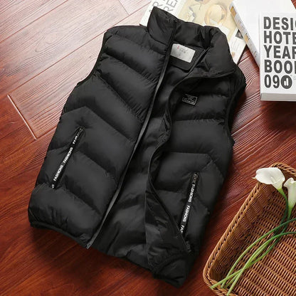 chaqueta sin mangas acolchados para hombre, chaqueta de plumón de Color sólido, chaleco cálido de invierno, prendas de vestir, cortavientos