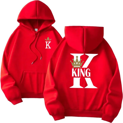 sudaderas con capucha para hombre y mujer, sudaderas con estampado de King Queen, ropa informal versátil para parejas, jersey diario para Otoño e Invierno