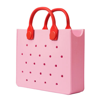 Bolso de mano morado con perforaciones  para mujer, informal, impermeable, para viajes, con abalorios, para playa y exteriores.