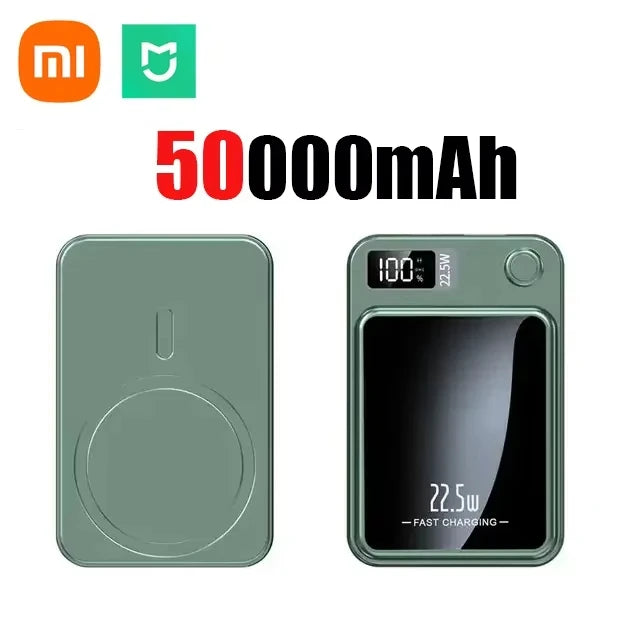 Cargador inalámbrico rápido Xiaomi de 100.000 mAh con batería externa magnética Magsafe para iPhone, Huawei y Samsung.