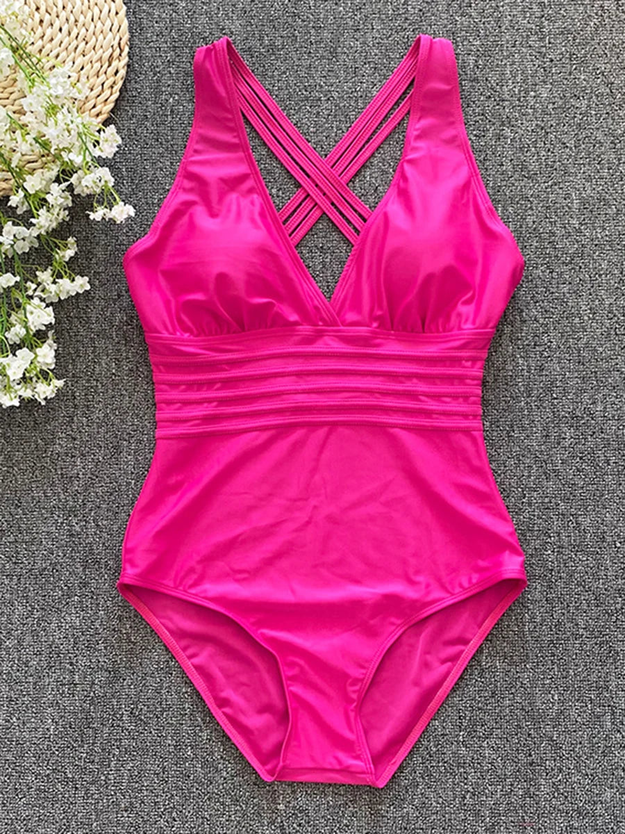Traje de baño de una pieza con cuello en V para mujer, bañador vintage sexy de leopardo, traje de baño para mujer, traje de baño para playa, 2025
