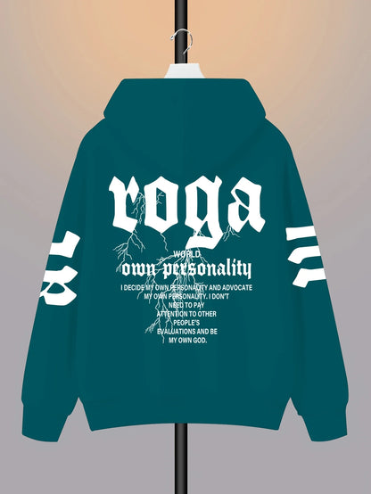 Sudadera con capucha cómoda y suave con estampado de letras a la moda para hombre, ropa de estilo callejero urbano para exteriores