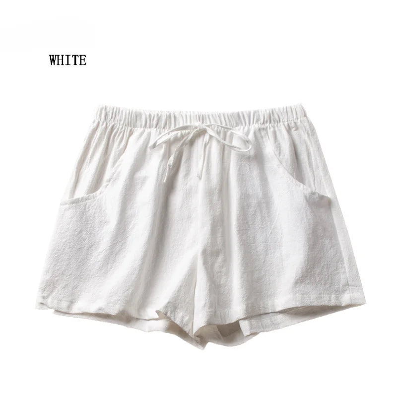 Pantalones cortos casuales de lino para mujer, pantalones cortos de entrenamiento para gimnasio, pantalones cortos de algodón, pantalones cortos negros de cintura alta para mujer, pantalones cortos deportivos para mujer