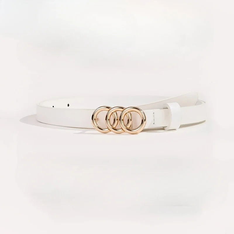 Cinturón fino clásico de cuero pu de mujer