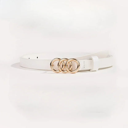 Cinturón fino clásico de cuero pu de mujer