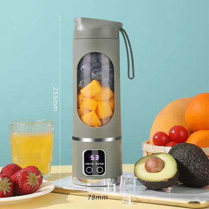Exprimidor de frutas portátil de 10 cuchillas, capacidad de 450 ml, 3 velocidades, recargable por USB, triturador de hielo para batidos y licuados.