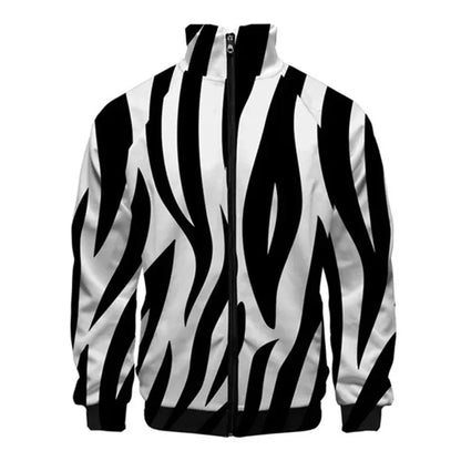 Chaqueta unisex con cremallera de piel de serpiente de tigre impresa  para hombres, abrigo de manga larga con patrón de Animal fresco, chaquetas sueltas con personalidad, Top de ropa de calle