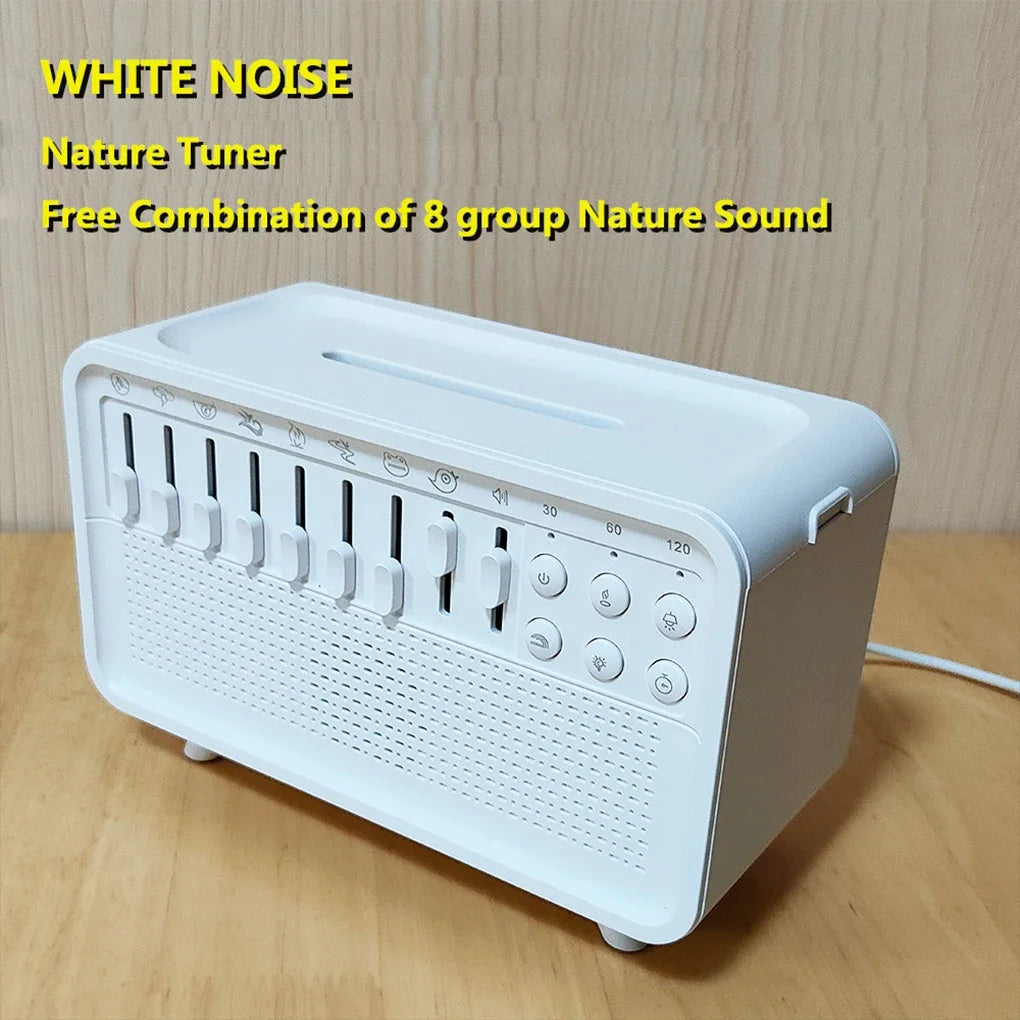 Altavoz 3 en 1 compatible con Bluetooth, ruido blanco, ayuda para dormir, humidificador de luz nocturna, máquina todo en uno, sonido natural gratuito de 8 Goup