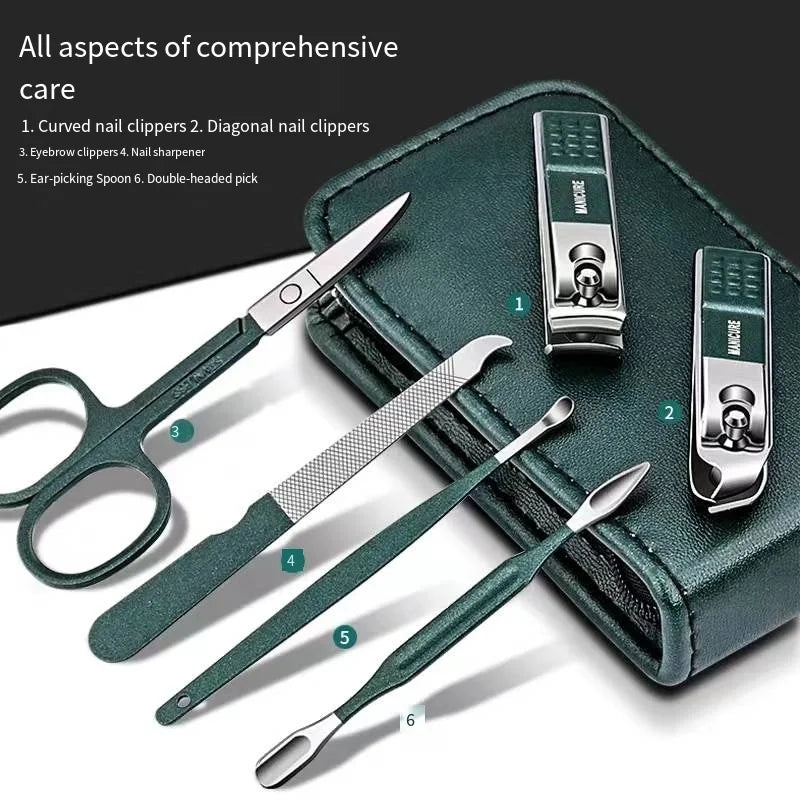 Ensemble de ciseaux à ongles haut de gamme pour la maison, coupe-ongles spéciaux pour hommes et femmes, outils de beauté de manucure, 6 pièces, portable pour la maison