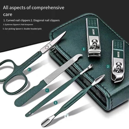 Ensemble de ciseaux à ongles haut de gamme pour la maison, coupe-ongles spéciaux pour hommes et femmes, outils de beauté de manucure, 6 pièces, portable pour la maison
