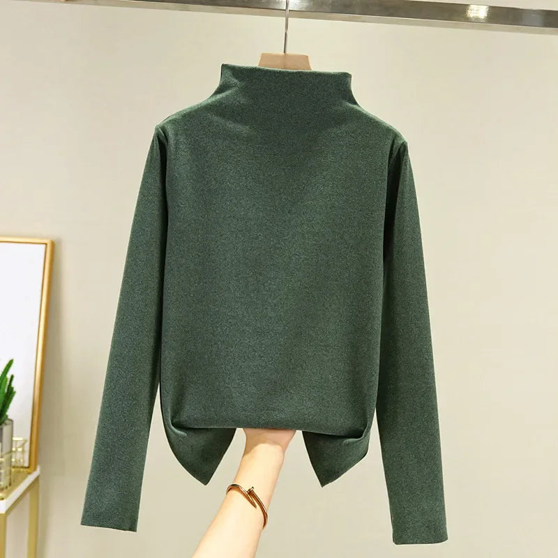 Camisa gruesa de manga larga con Base de forro polar de doble cara para mujer